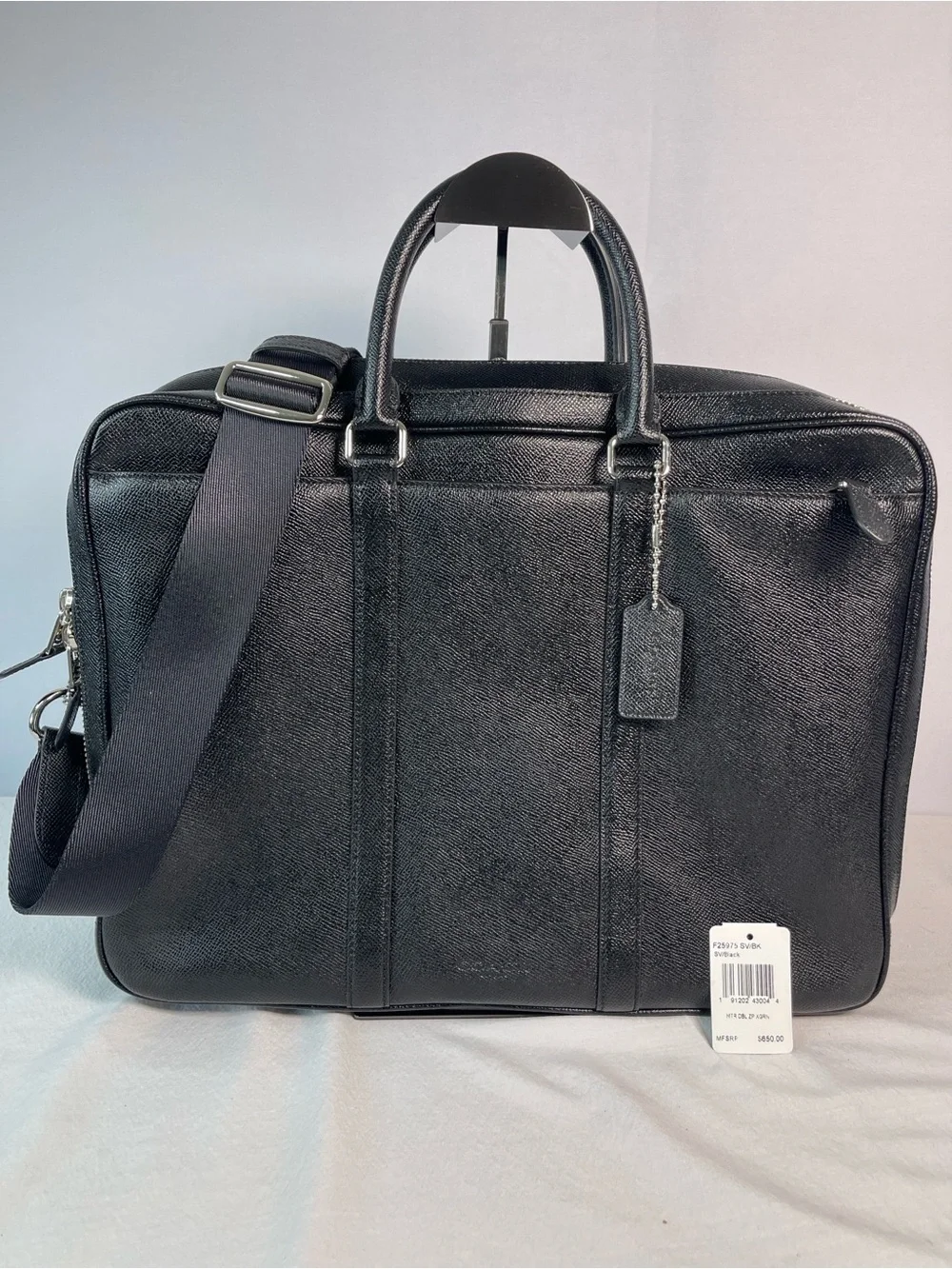 Coach A1880-25975 Metro Double Zip Crossgrain Leather Briefcase NWT Black